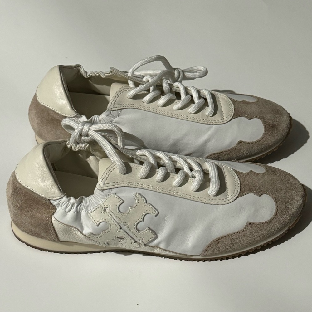 Tory Burch Vintage Double T Trainer Sneakers Shoes Suede Leather NEW Women’s 5.5